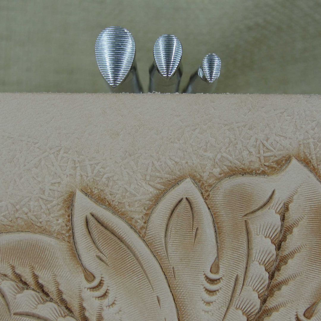 Small Horizontal Pear Shader Stamps, Set of 3 Leather Stamping Tools, Stainless Steel