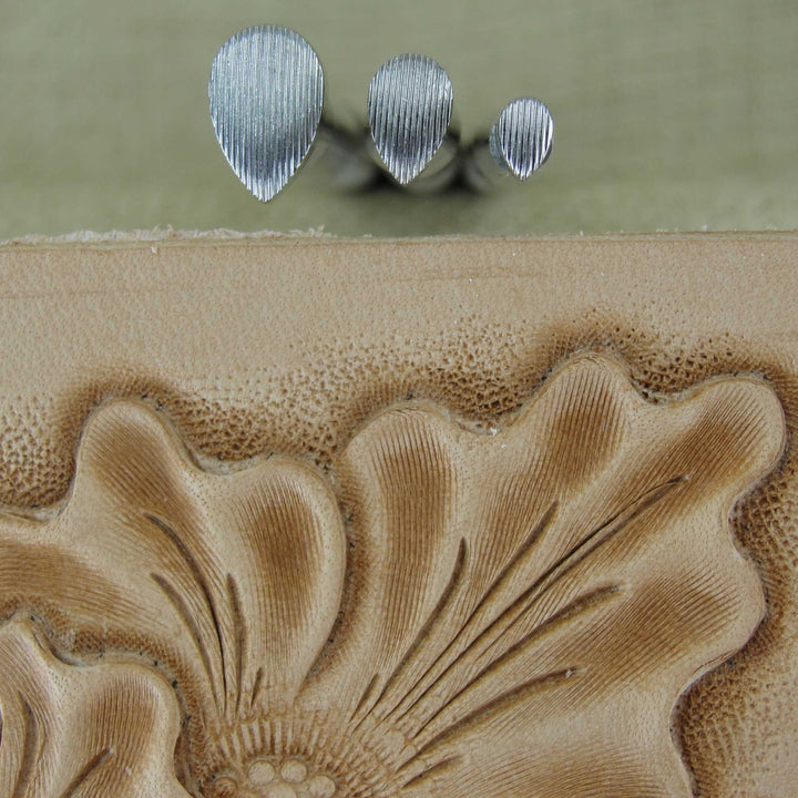 Small Vertical Pear Shader Stamps, Set of 3 Leather Stamping Tools, Stainless Steel