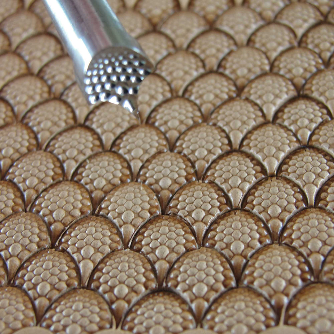 Small Textured Dragon Scale Geometric Stamp, Leather Stamping Tool, Stainless Steel