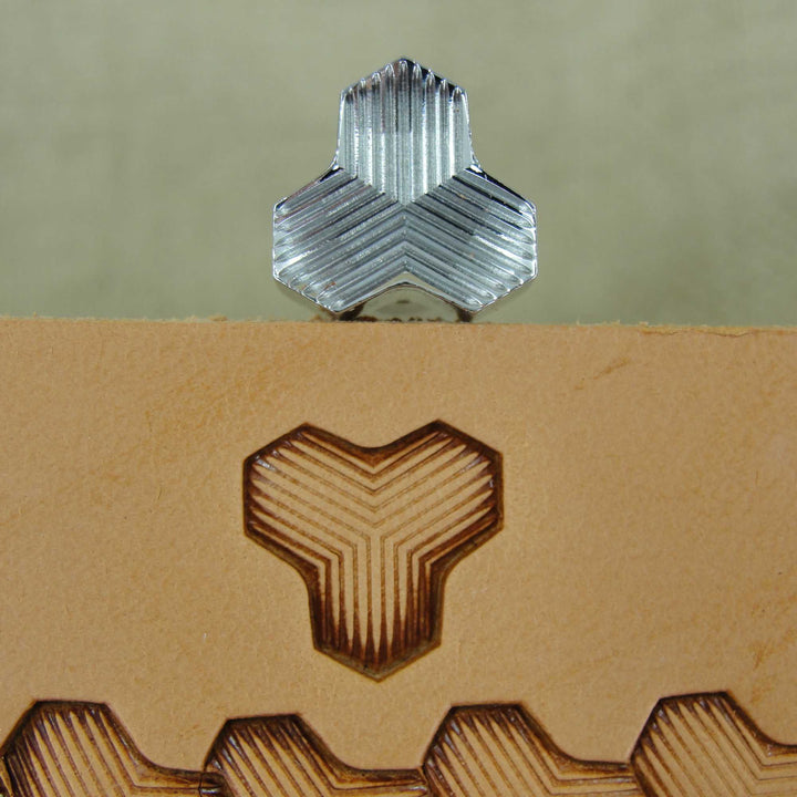 Lined Tri-Weave Geometric Stamp, Leather Stamping Tool, Stainless Steel