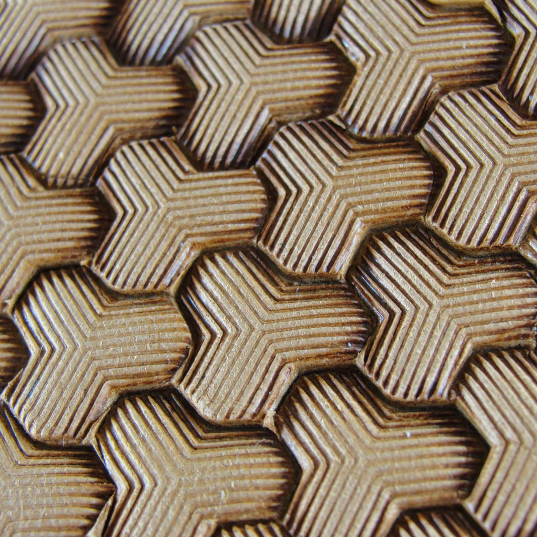 Lined Tri-Weave Geometric Stamp, Leather Stamping Tool, Stainless Steel