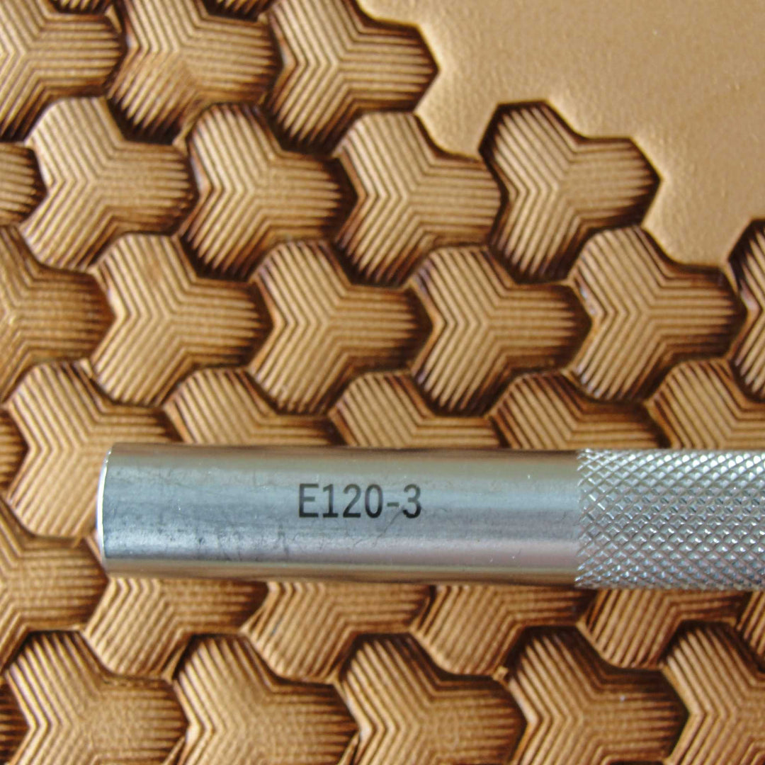 Lined Tri-Weave Geometric Stamp, Leather Stamping Tool, Stainless Steel