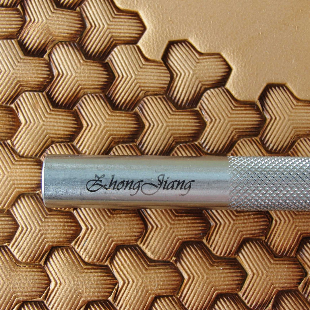 Lined Tri-Weave Geometric Stamp, Leather Stamping Tool, Stainless Steel