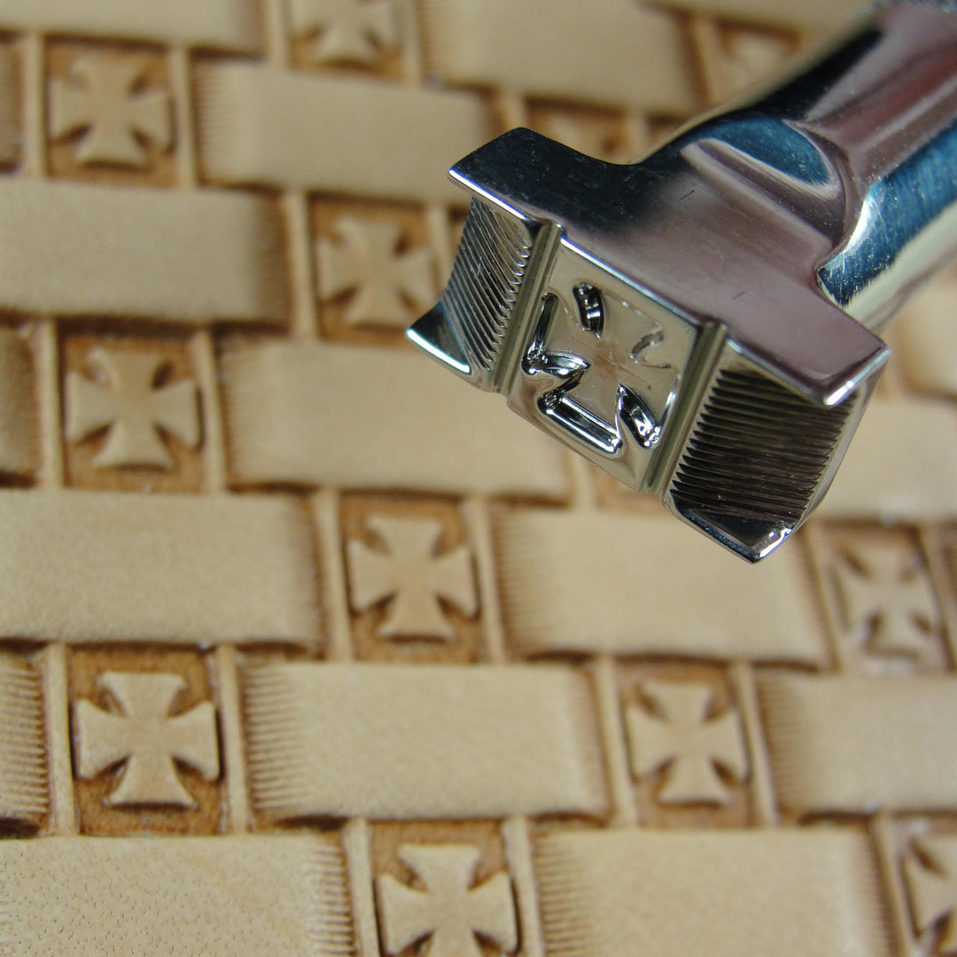 Open Iron Cross Basket Weave Leather Stamp | Pro Leather Carvers