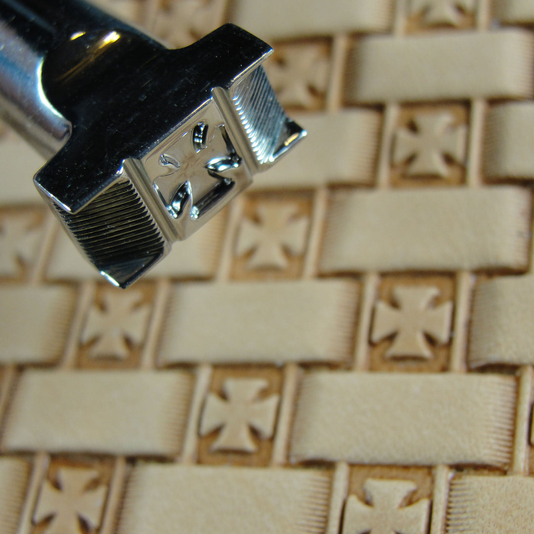 Open Iron Cross Basket Weave Leather Stamp | Pro Leather Carvers