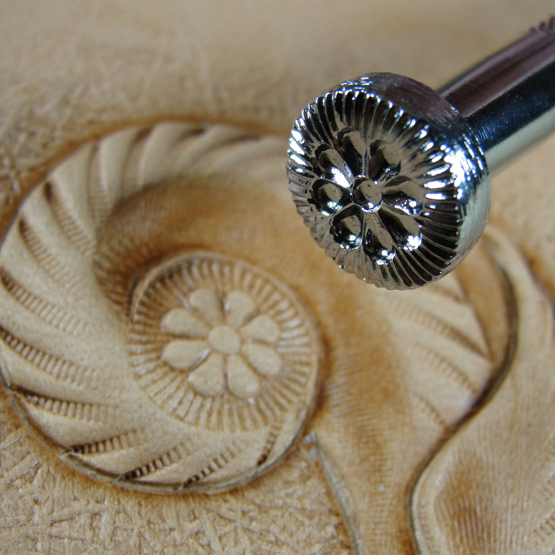 J547 8-Petal Flower Center Leather Stamp - Japan | Pro Leather Carvers