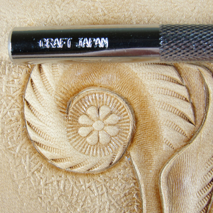 J547 8-Petal Flower Center Leather Stamp - Japan | Pro Leather Carvers
