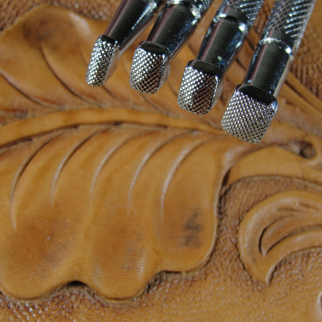 Set of 4 Checkered Beveler Leather Stamps | Pro Leather Carvers