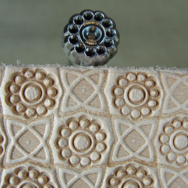 G602 11-Seed Flower Center Geom Leather Stamp | Pro Leather Carves