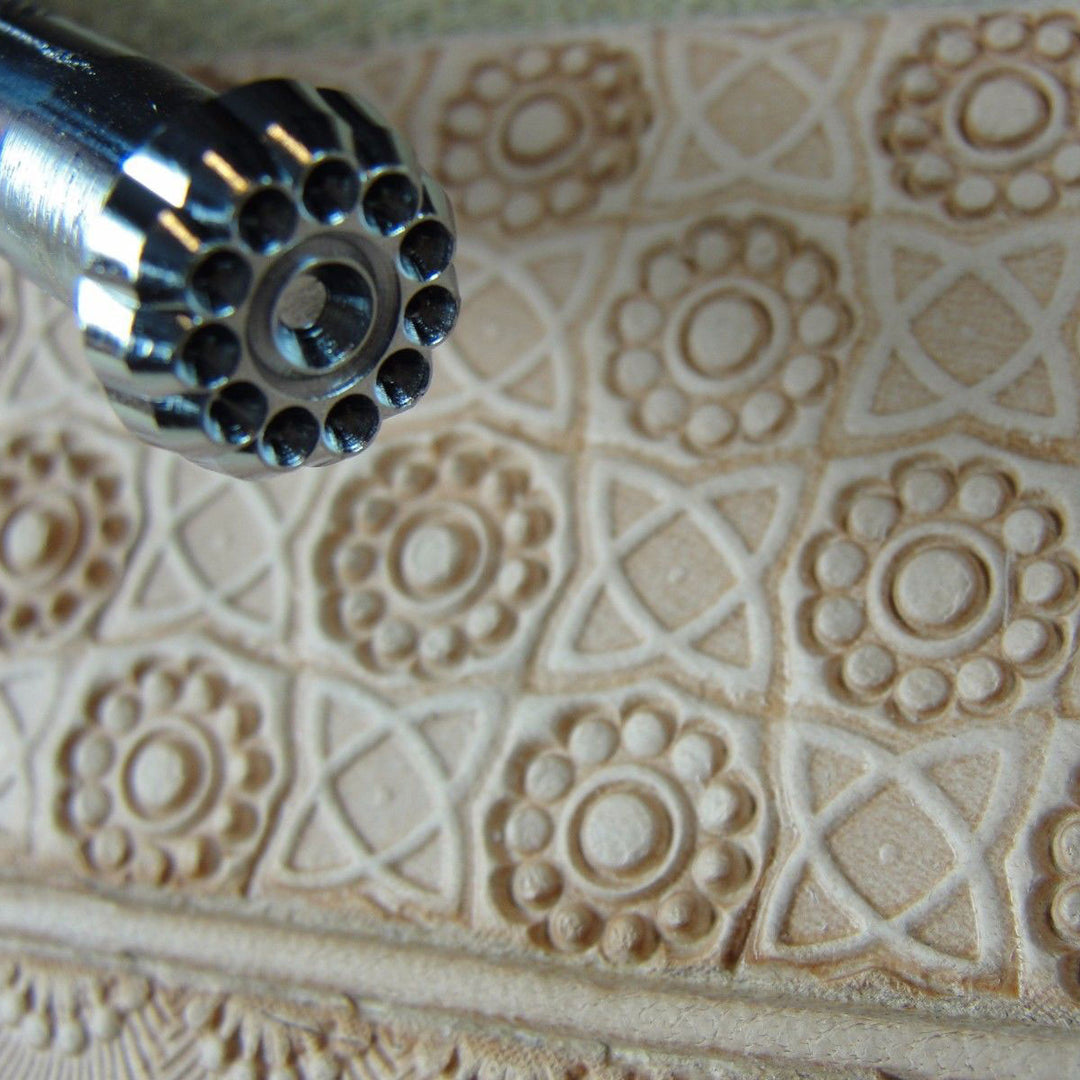 G602 11-Seed Flower Center Geom Leather Stamp | Pro Leather Carves