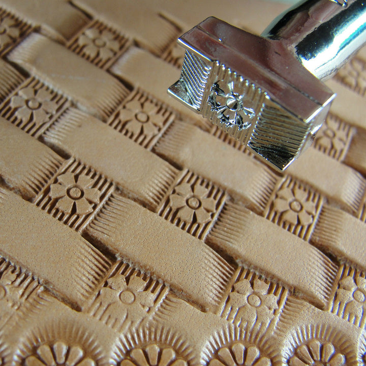 Flower Center Basket Weave Leather Stamp | Pro Leather Carvers