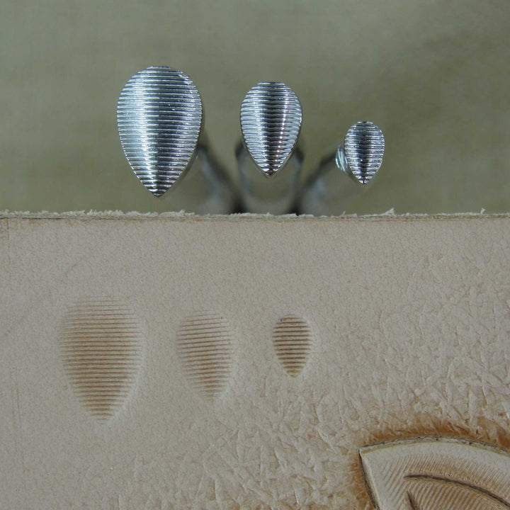 Small Horizontal Pear Shader Stamps, Set of 3 Leather Stamping Tools, Stainless Steel
