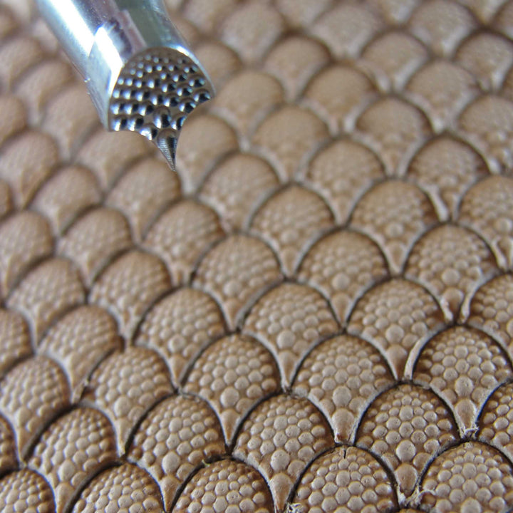 Extra Small Textured Dragon Scale Geometric Stamp, Leather Stamping Tool, Stainless Steel