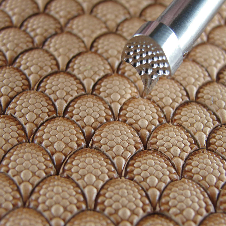 Small Textured Dragon Scale Geometric Stamp, Leather Stamping Tool, Stainless Steel