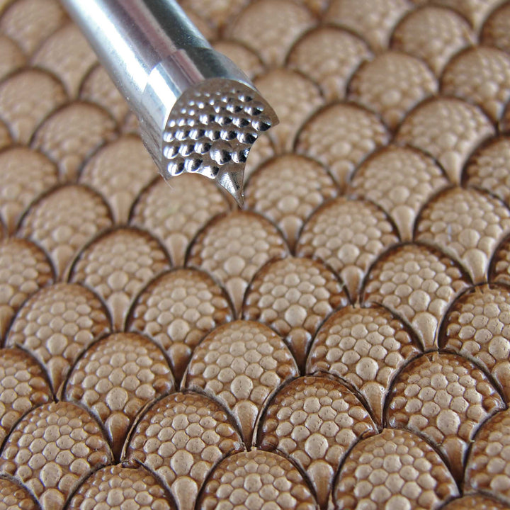 Small Textured Dragon Scale Geometric Stamp, Leather Stamping Tool, Stainless Steel