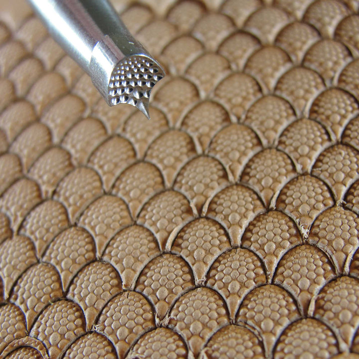 Extra Small Textured Dragon Scale Geometric Stamp, Leather Stamping Tool, Stainless Steel