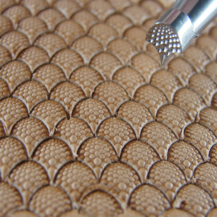 Extra Small Textured Dragon Scale Geometric Stamp, Leather Stamping Tool, Stainless Steel