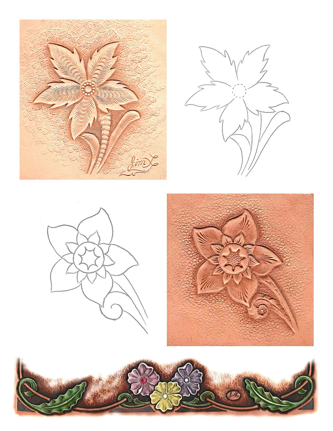 100 Flower Patterns for Leather