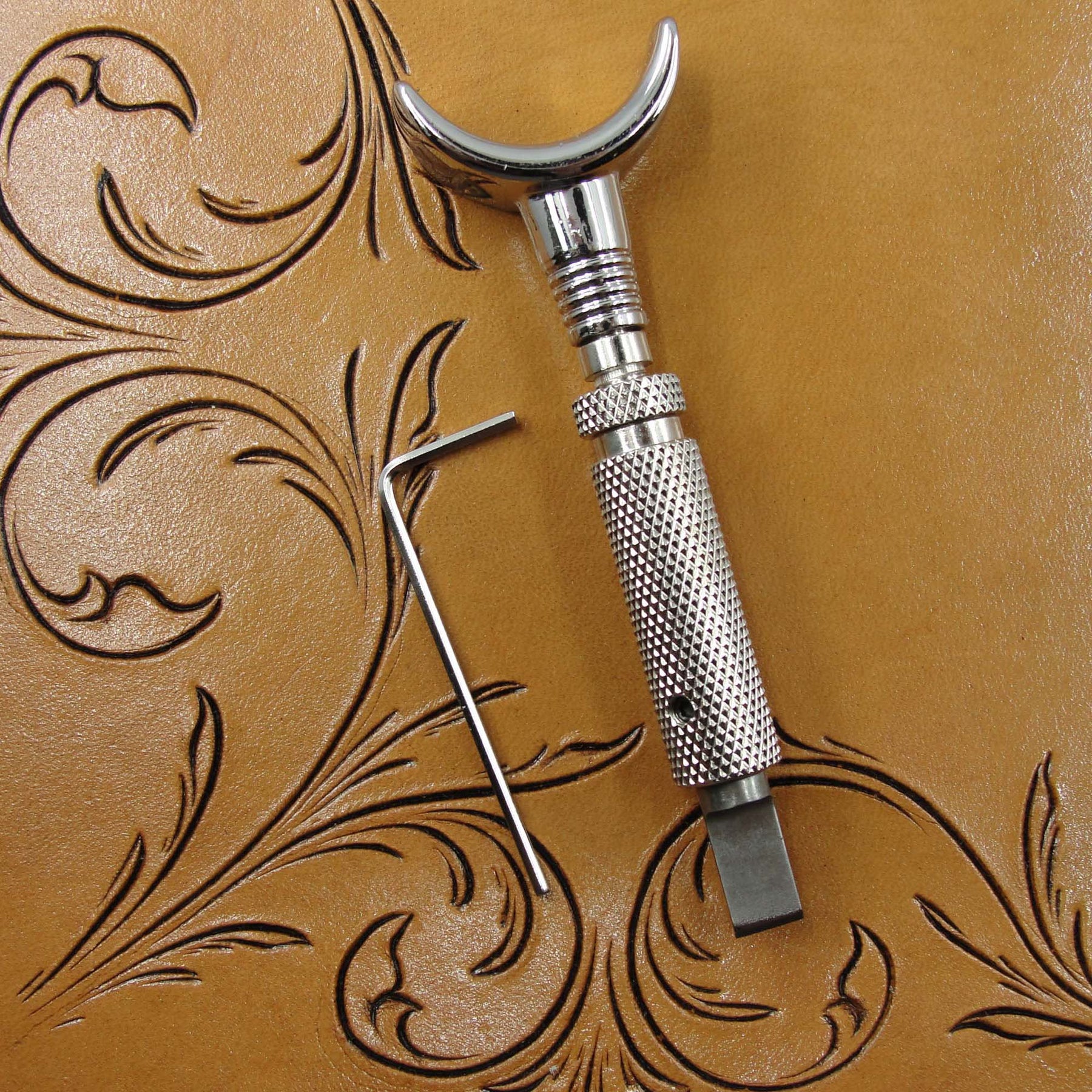 Leather Swivel Knife High Carbon Steel Durable Sturdy 7mm Flat Knife Head  Wide Application Leathercraft Carving Knife 09 