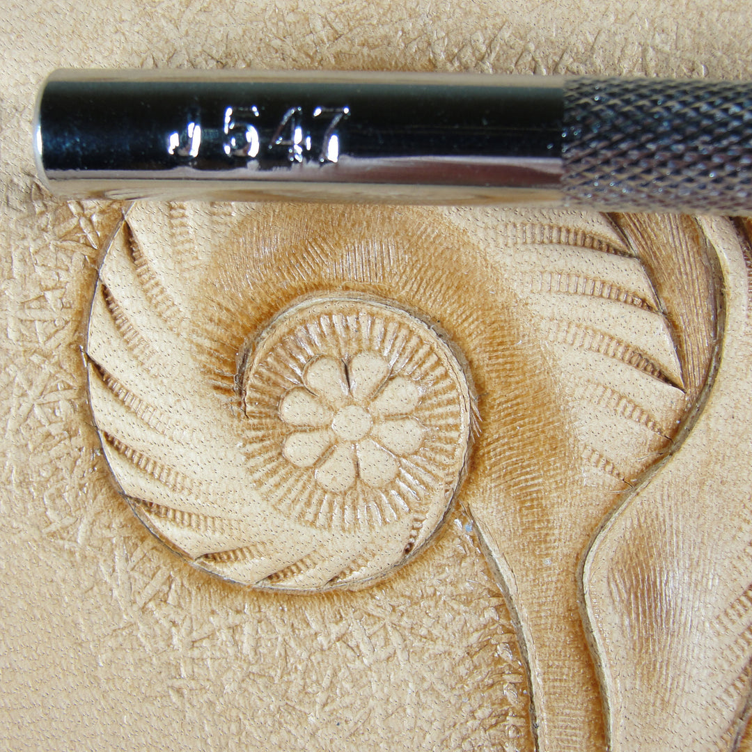J547 8-Petal Flower Center Leather Stamp - Japan | Pro Leather Carvers