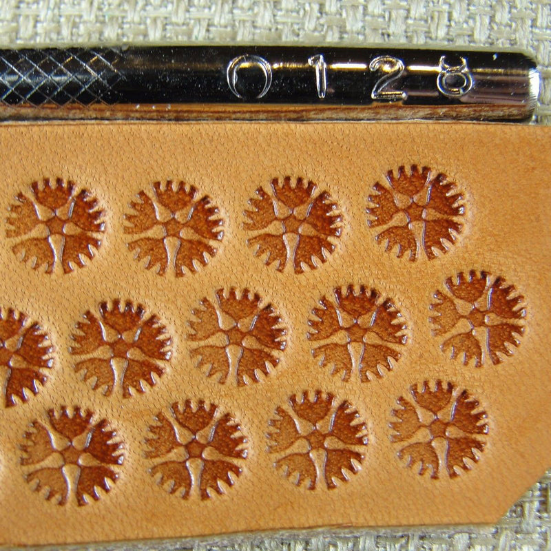 O128 Small Lined Star Round Geo Leather Stamp | Pro Leather Carvers