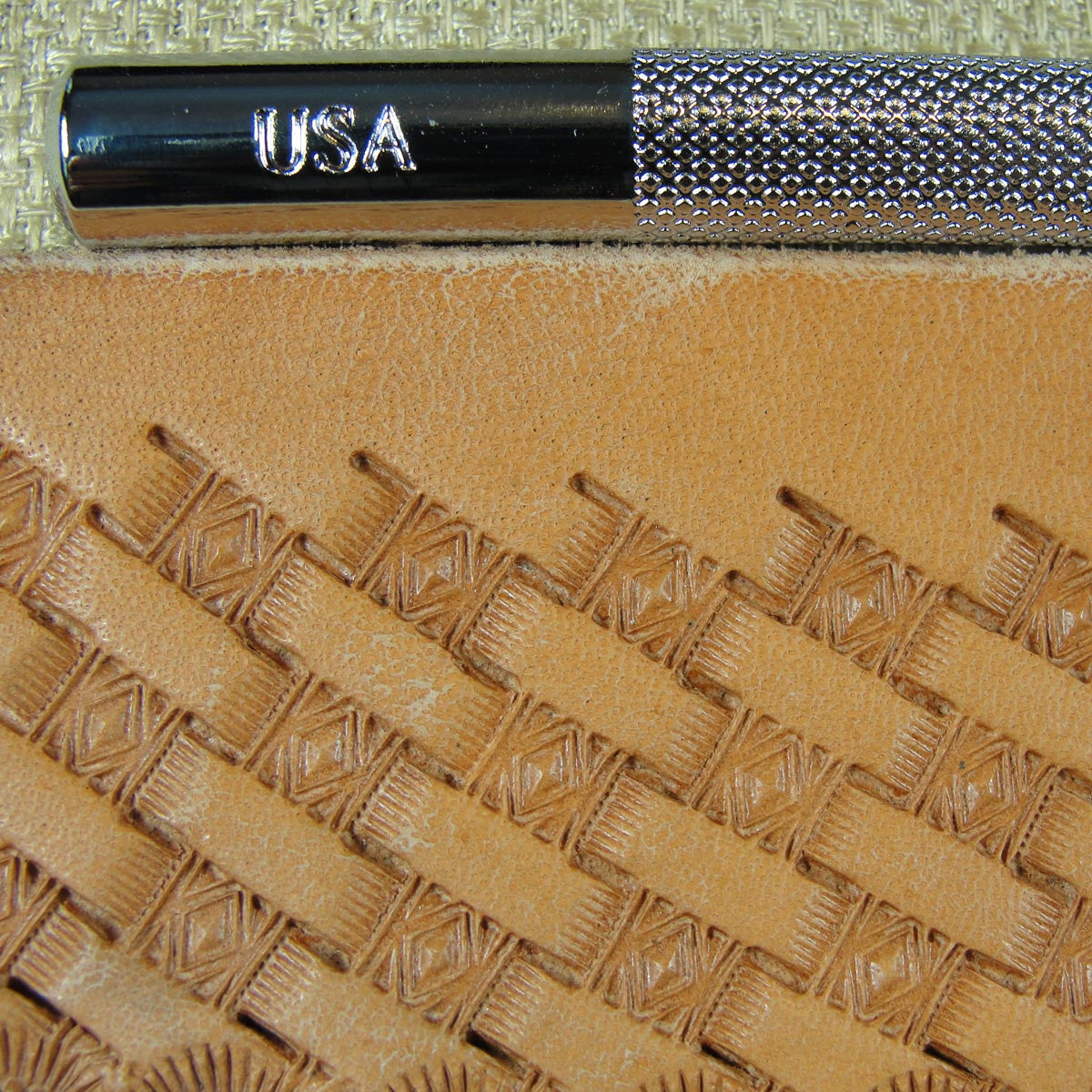 バッグ STUMP STAMP SKATE PACK shorty's Small Diamond Basket Weave Leather Stamp | Pro Leather Carvers
